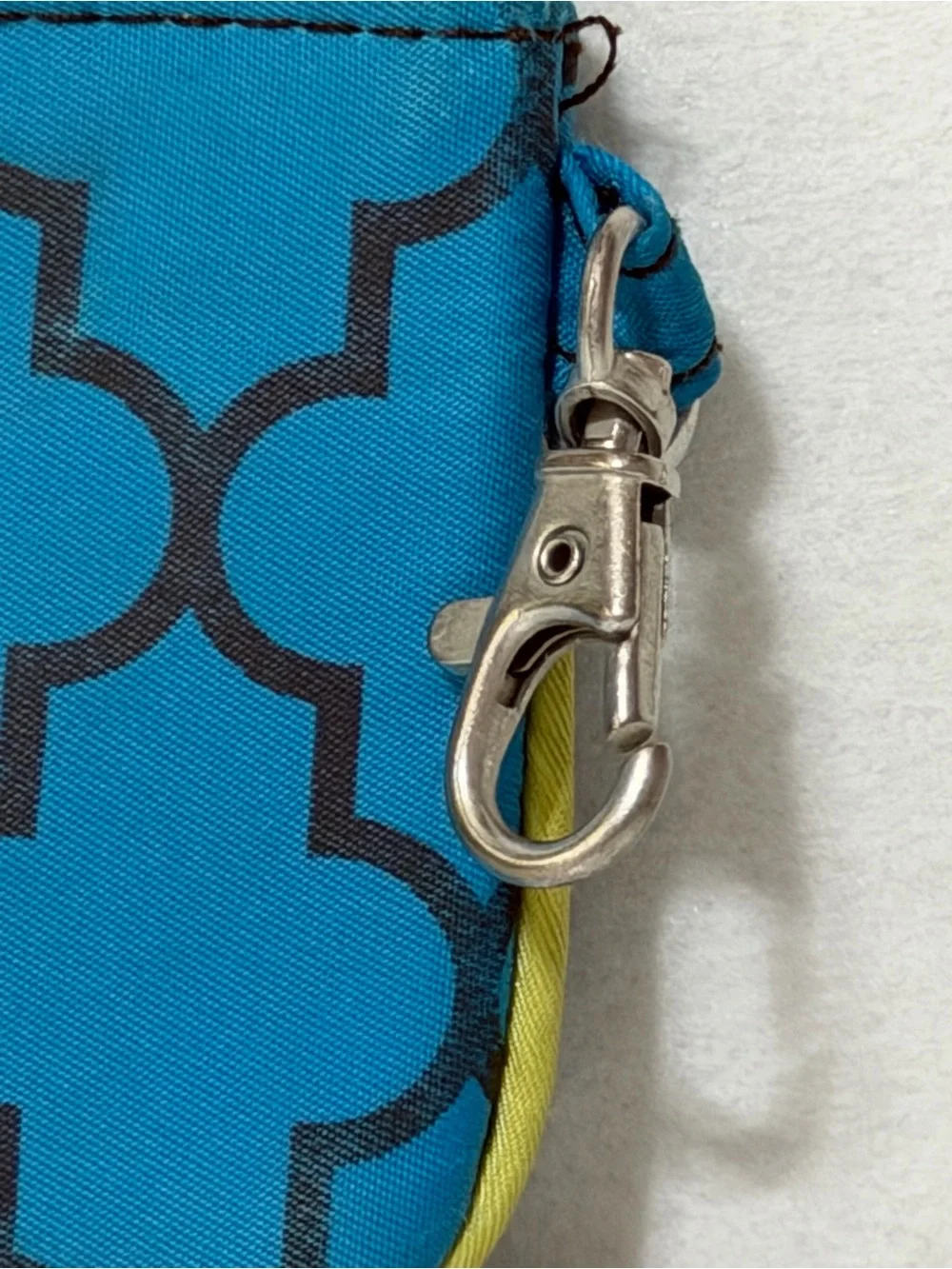 Travelon Teal Geometric ID Pouch with Lime Trim and RFID Blocking